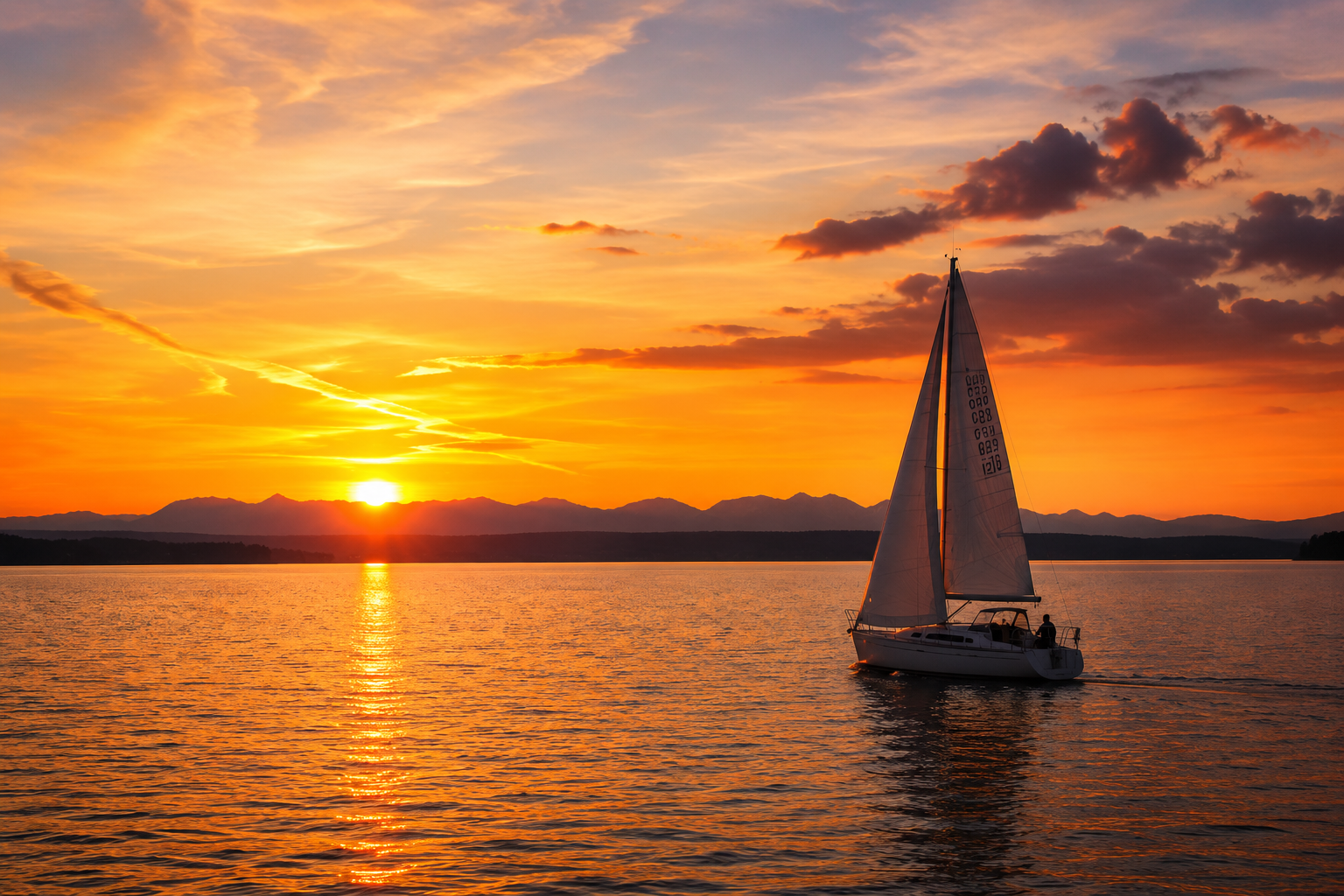Romantische Segelboottour bei Sonnenuntergang am Ammersee